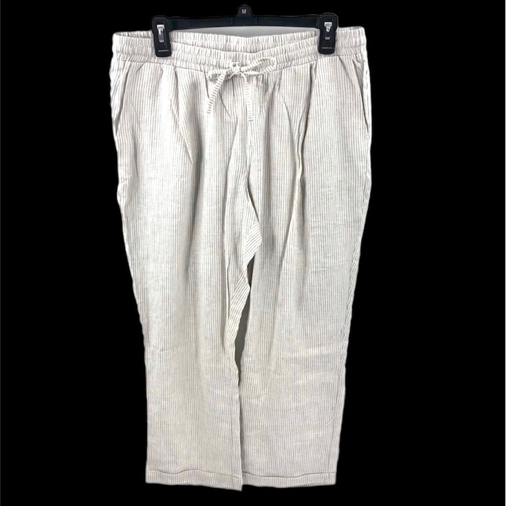 Oslo Linen Blend Pants Womens 12 Petite Beachy Coastal Comfy Pockets High Rise